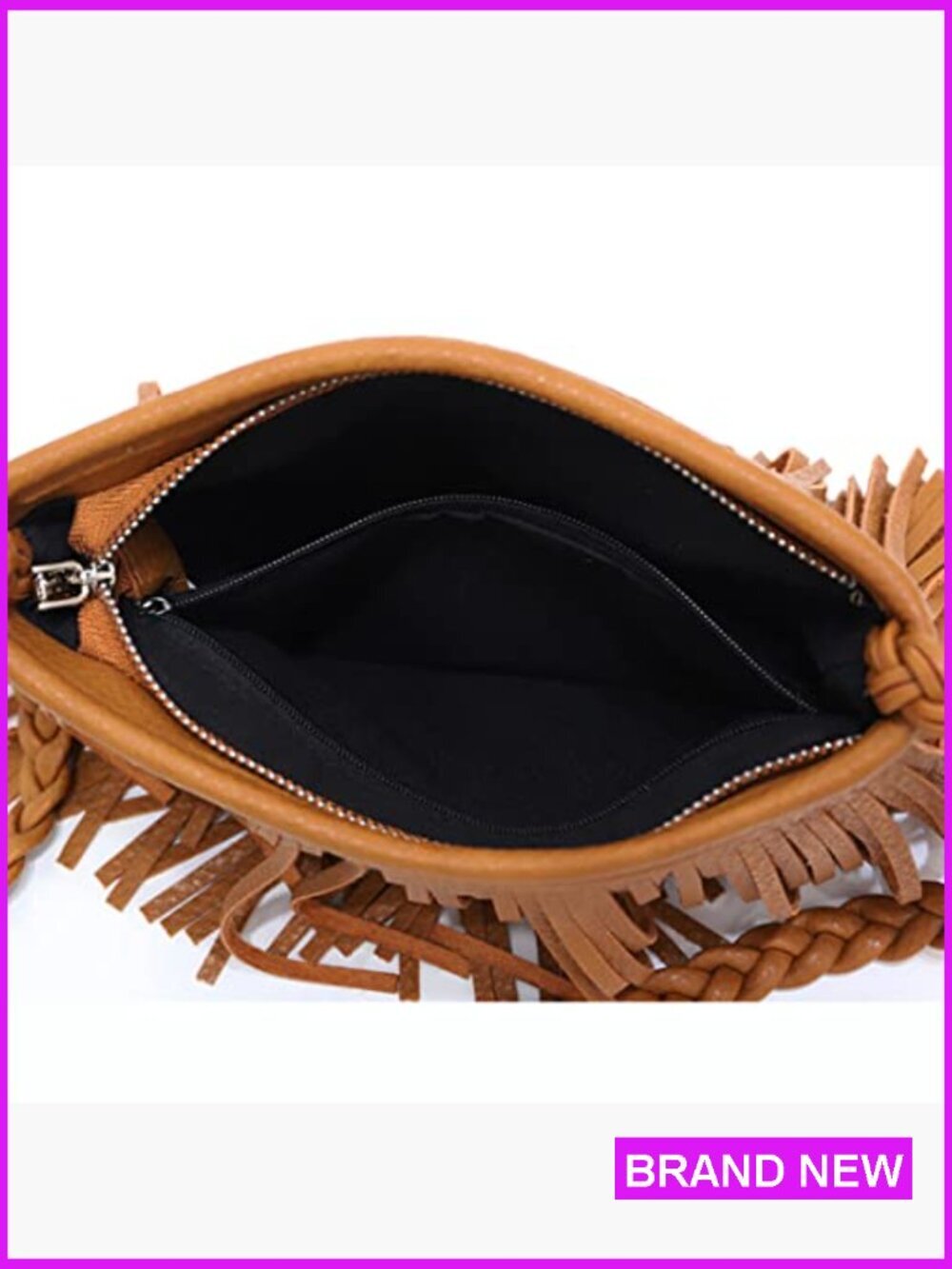 Fringe Crossbody Bag Bohemian Sling Purse Lightweight Leather Shoulder Bag - Picture 2 of 7